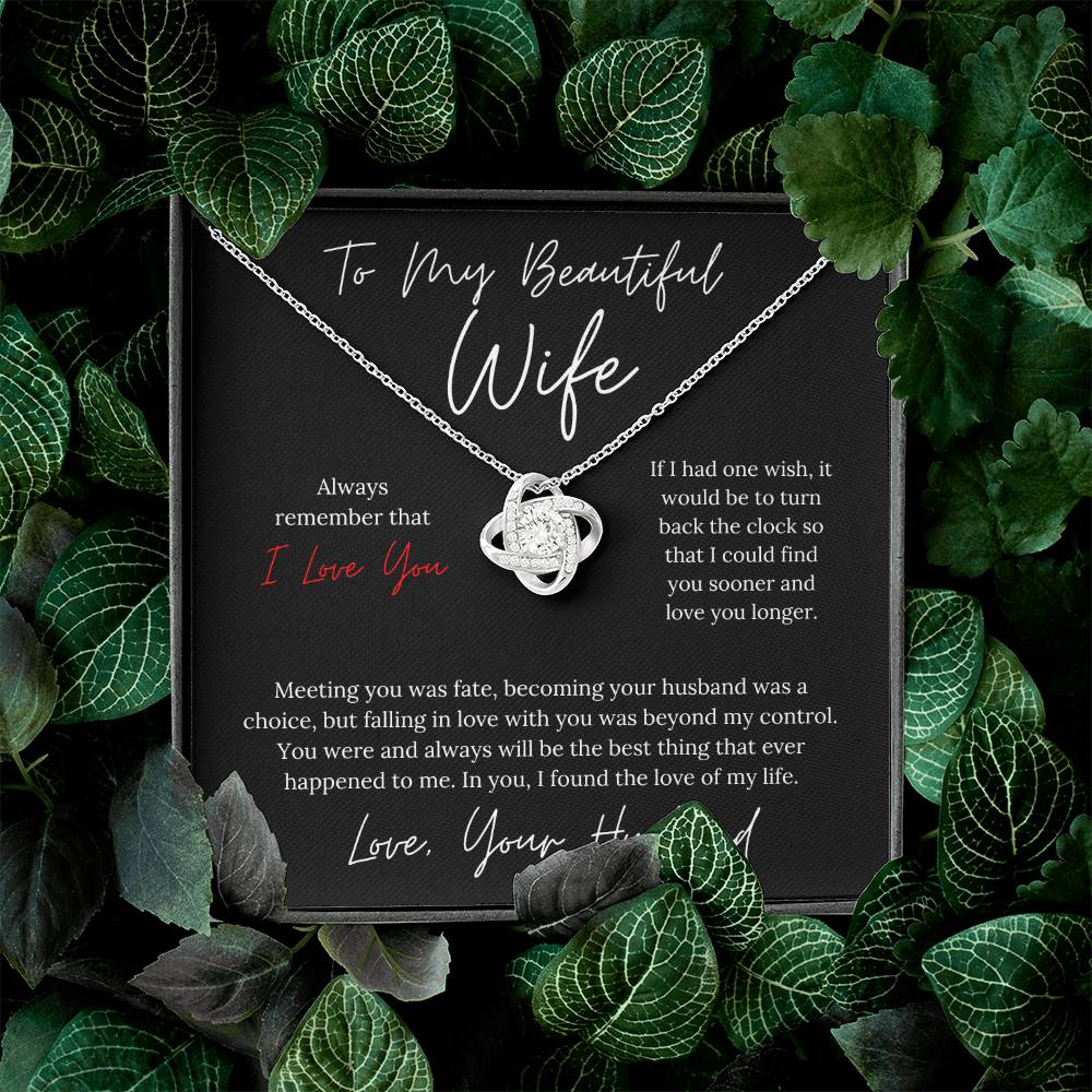 To My Beautiful Wife Elegant Design - Love Knot Necklace