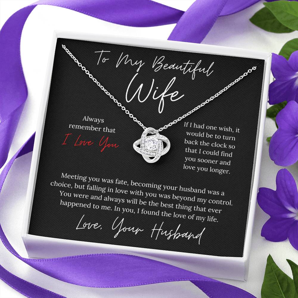 To My Beautiful Wife Elegant Design - Love Knot Necklace