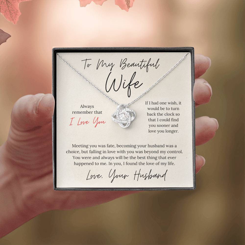 To My Beautiful Wife - Love Knot Necklace