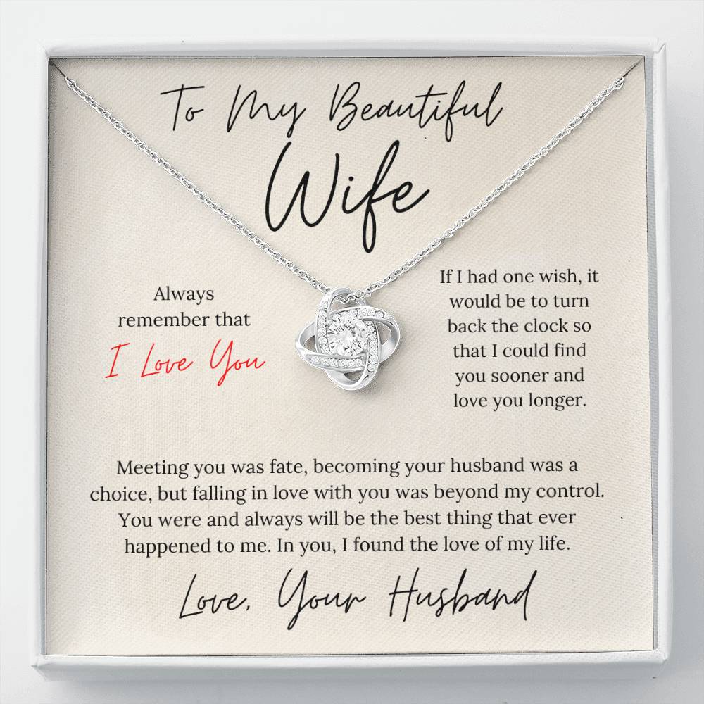 To My Beautiful Wife - Love Knot Necklace