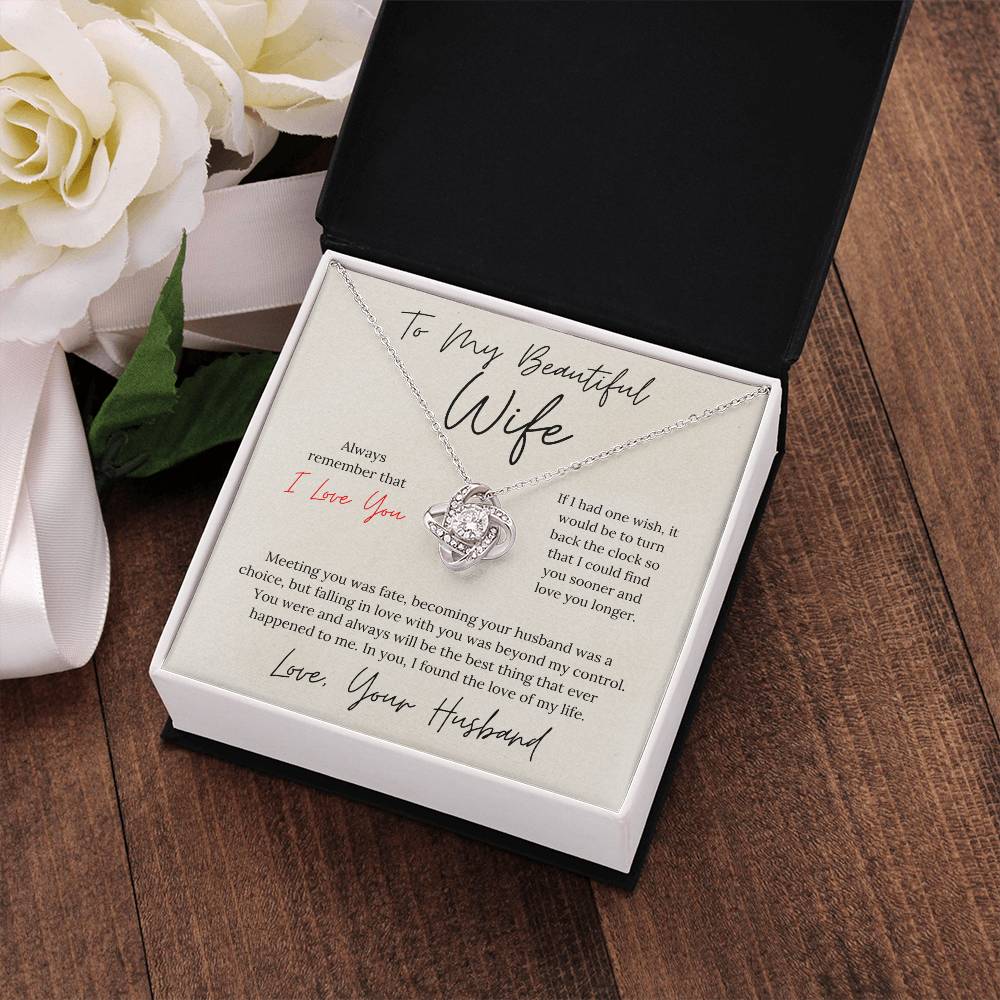 To My Beautiful Wife - Love Knot Necklace