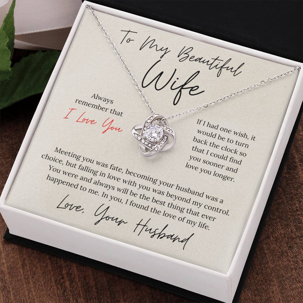To My Beautiful Wife - Love Knot Necklace