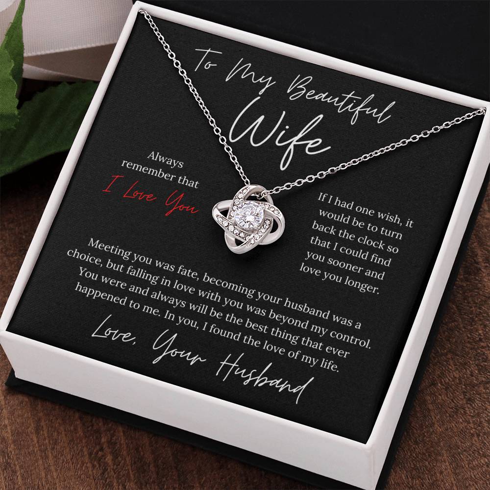 To My Beautiful Wife Elegant Design - Love Knot Necklace