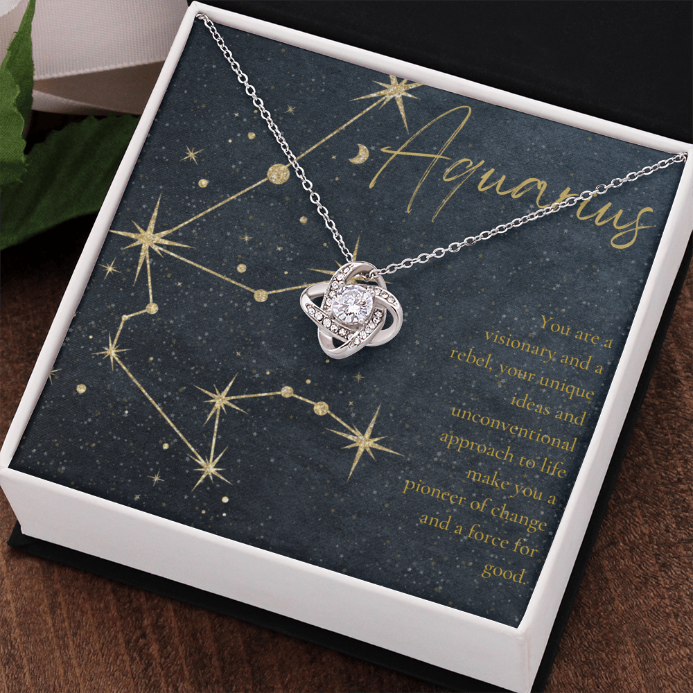 Aquarius Zodiac Love Knot Necklace