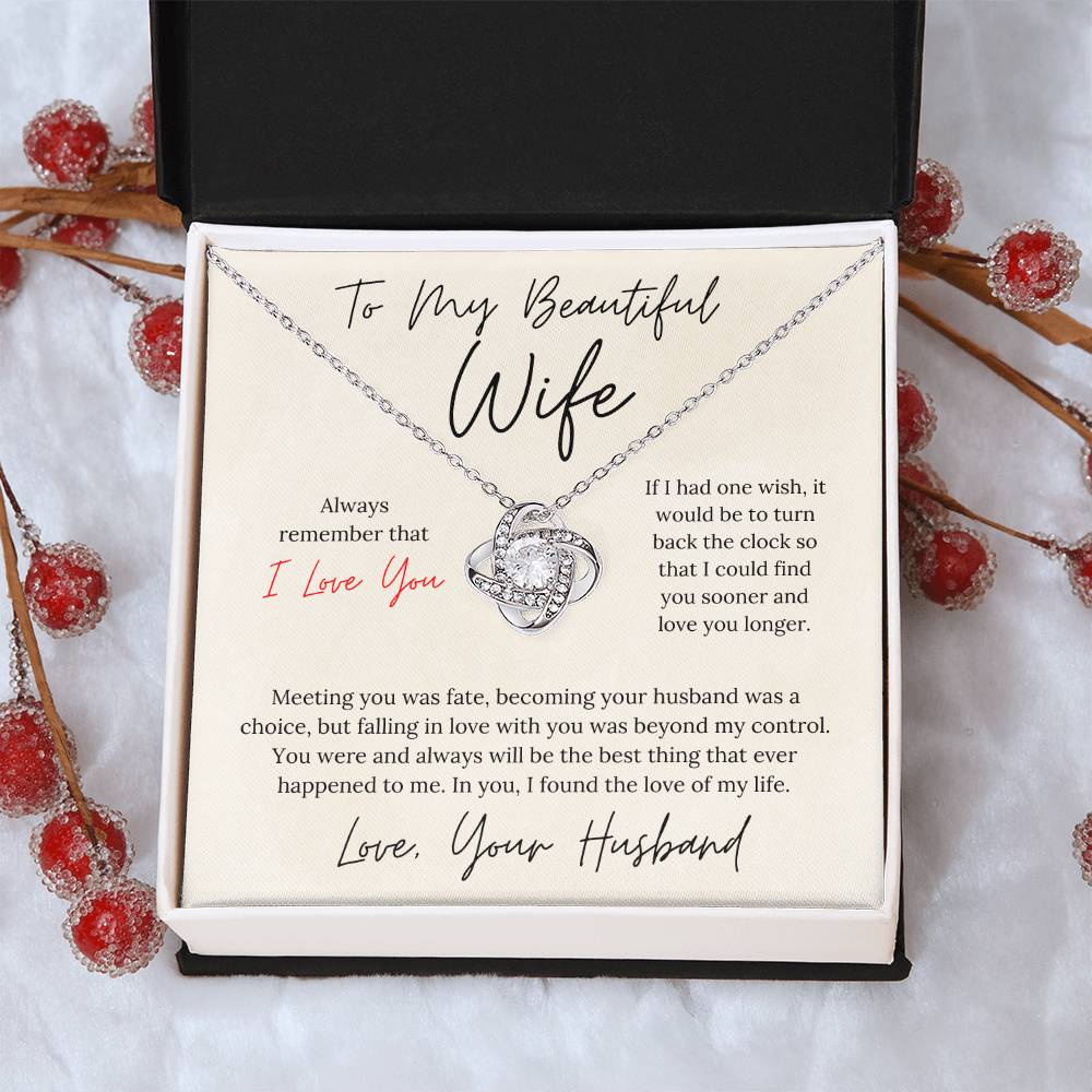 To My Beautiful Wife - Love Knot Necklace