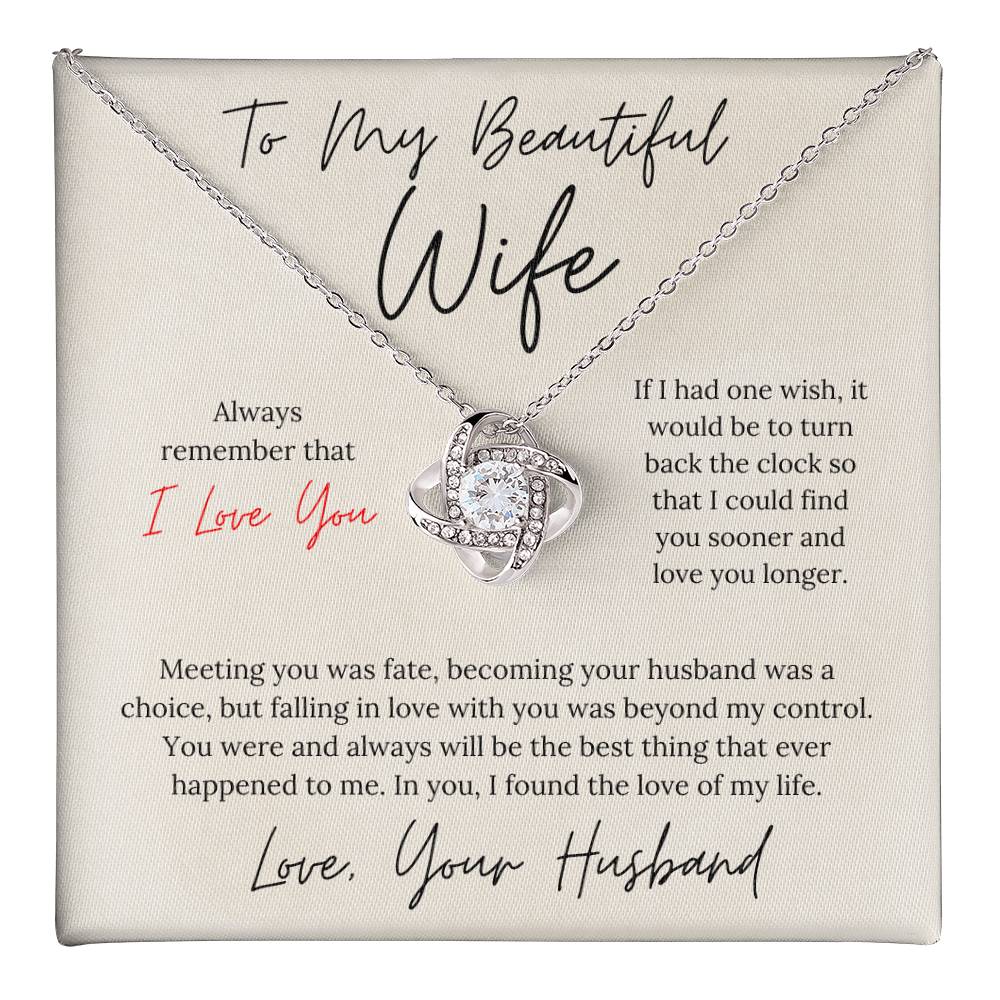To My Beautiful Wife - Love Knot Necklace