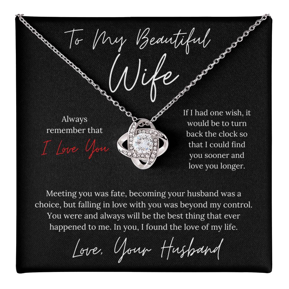 To My Beautiful Wife Elegant Design - Love Knot Necklace