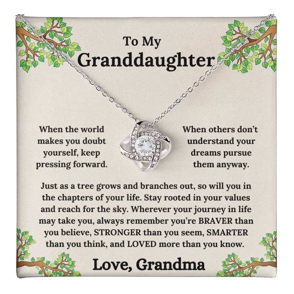 To My Granddaughter - Roots of Strength, Love of a Lifetime - Love Knot Necklace - From Grandma