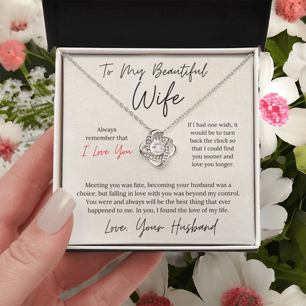 To My Beautiful Wife - Love Knot Necklace