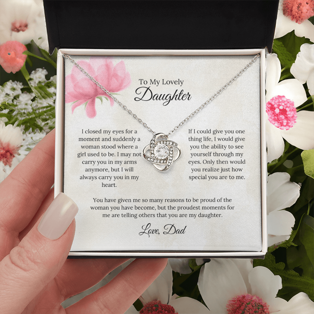 To My Lovely Daughter Love Knot Necklace