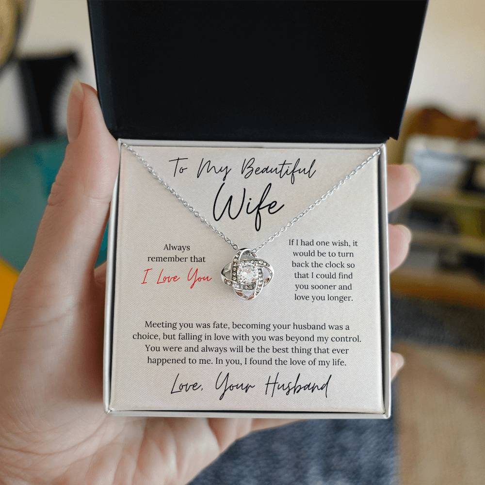 To My Beautiful Wife - Love Knot Necklace