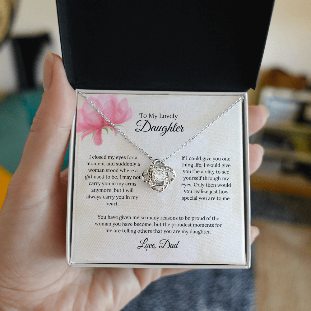 To My Lovely Daughter Love Knot Necklace