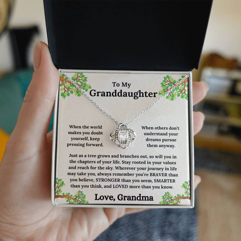 To My Granddaughter - Roots of Strength, Love of a Lifetime - Love Knot Necklace - From Grandma