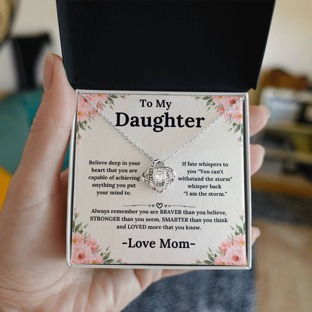 To My Daughter Necklace From Mom Always Remember Love Knot Necklace