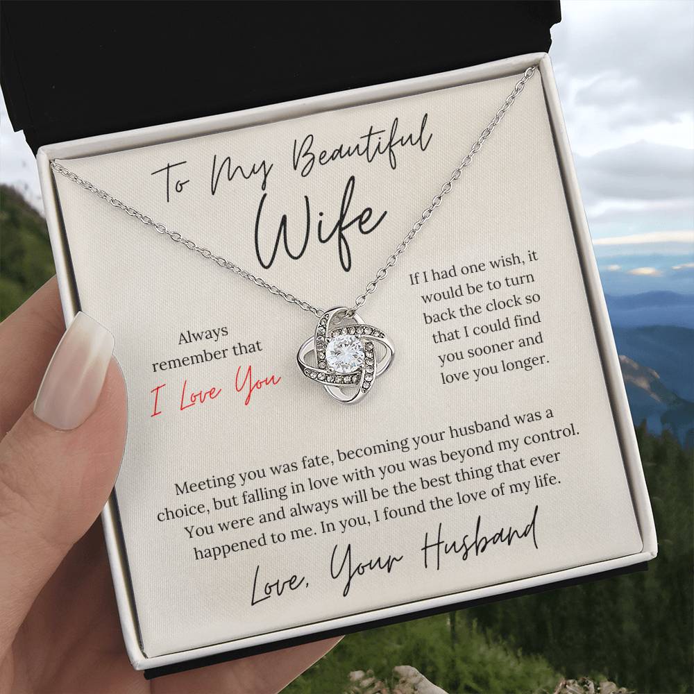 To My Beautiful Wife - Love Knot Necklace
