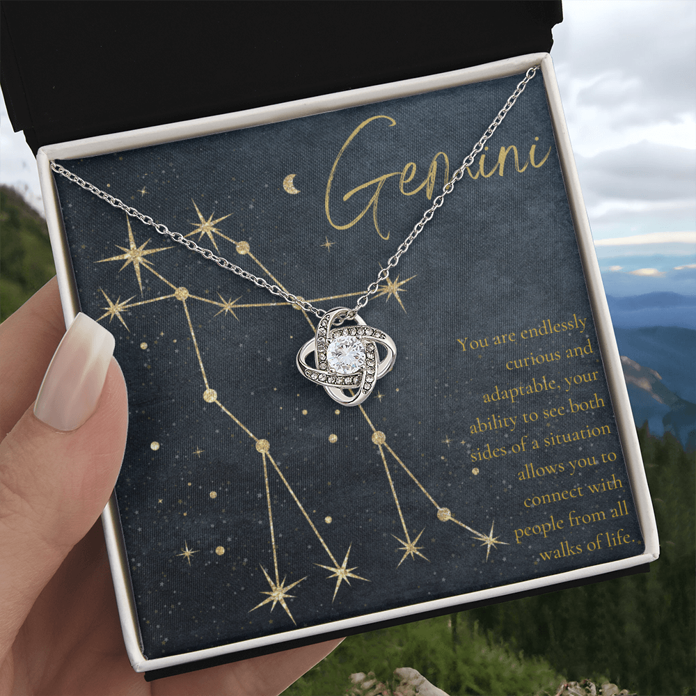 Gemini Zodiac Love Knot Necklace