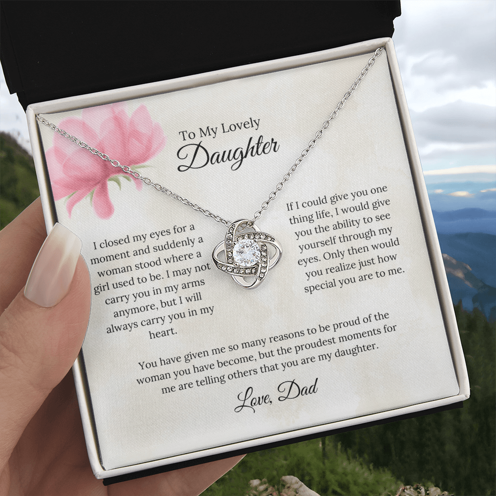 To My Lovely Daughter Love Knot Necklace