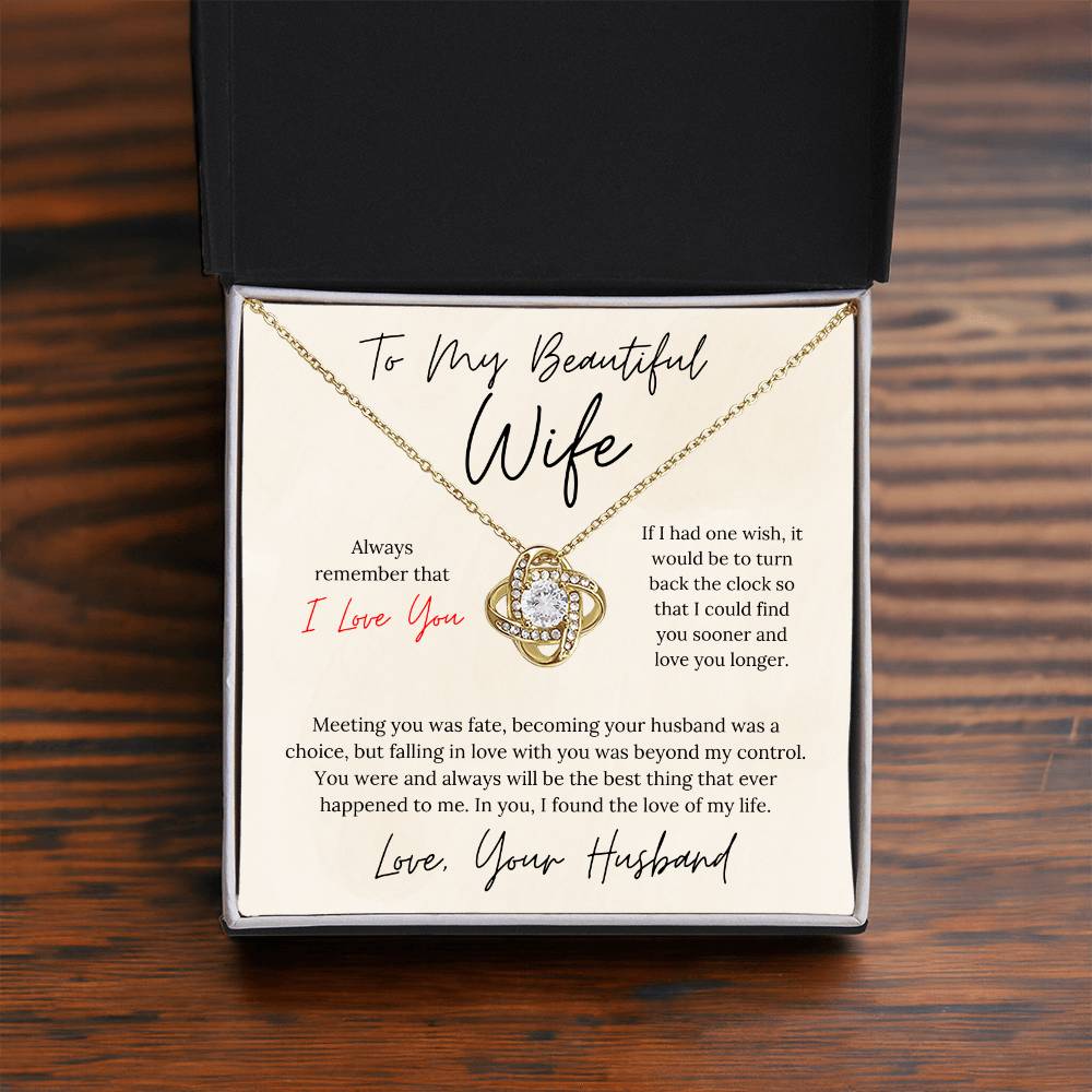 To My Beautiful Wife - Love Knot Necklace
