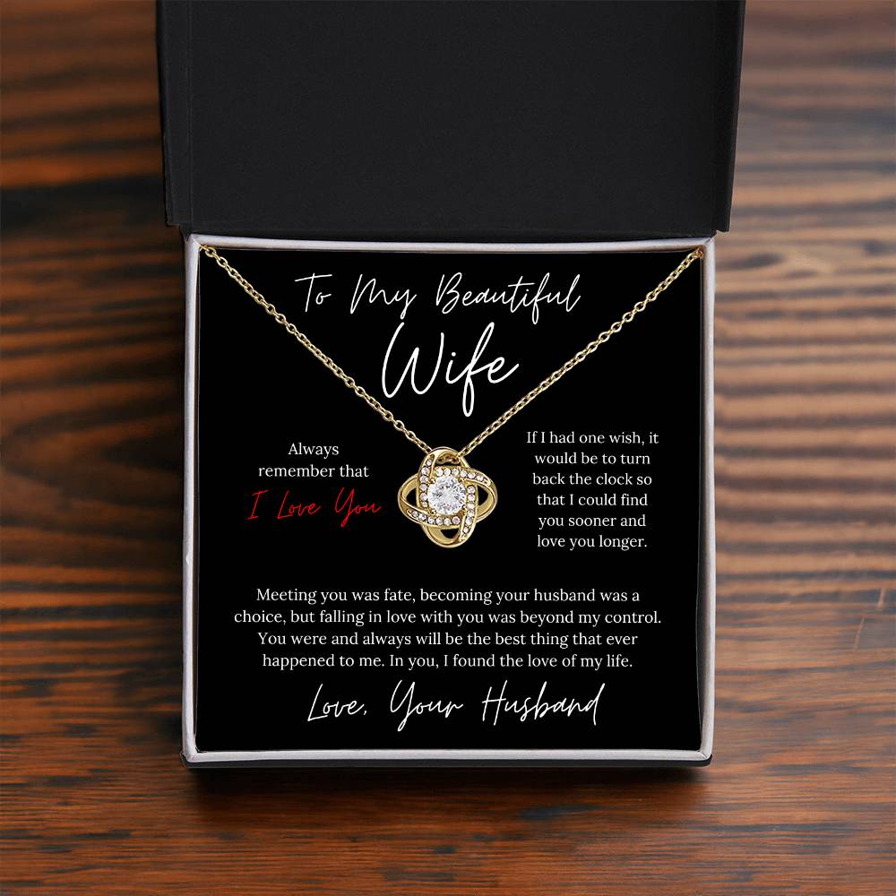 To My Beautiful Wife Elegant Design - Love Knot Necklace