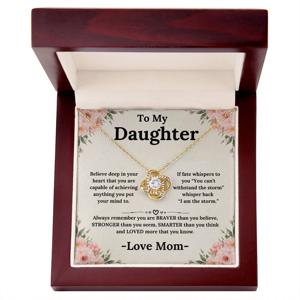 To My Daughter Necklace From Mom Always Remember Love Knot Necklace