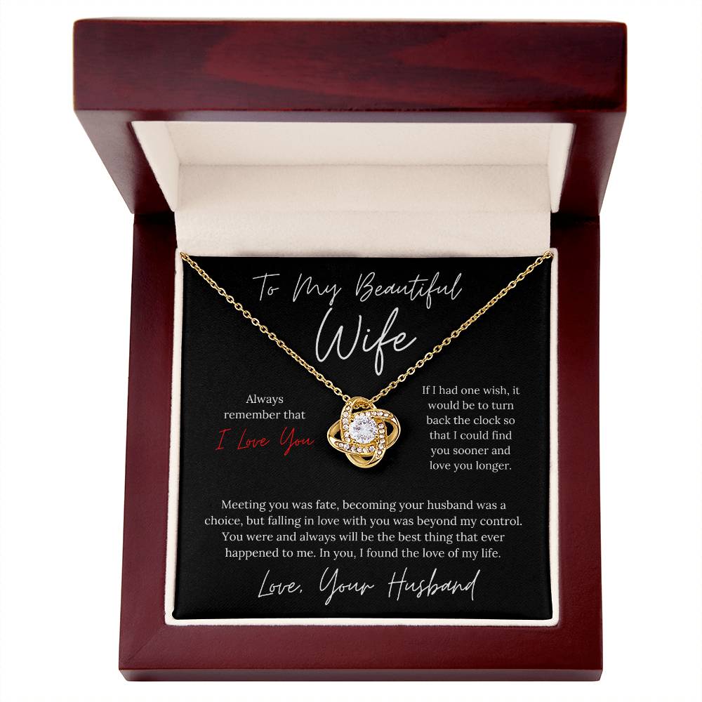 To My Beautiful Wife Elegant Design - Love Knot Necklace