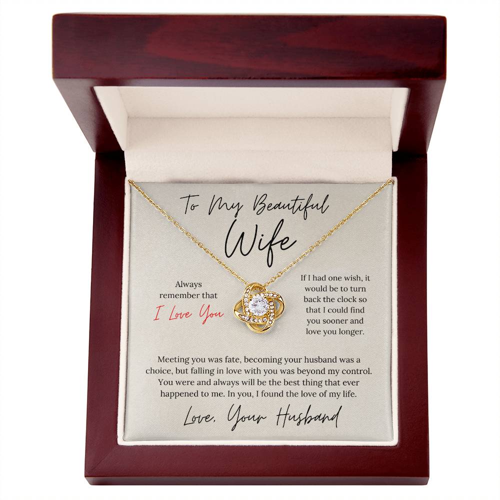 To My Beautiful Wife - Love Knot Necklace