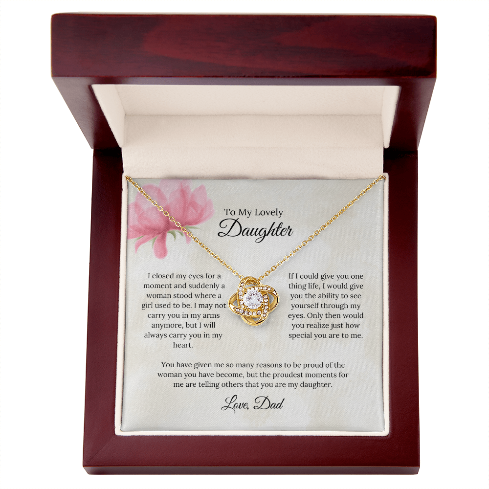 To My Lovely Daughter Love Knot Necklace