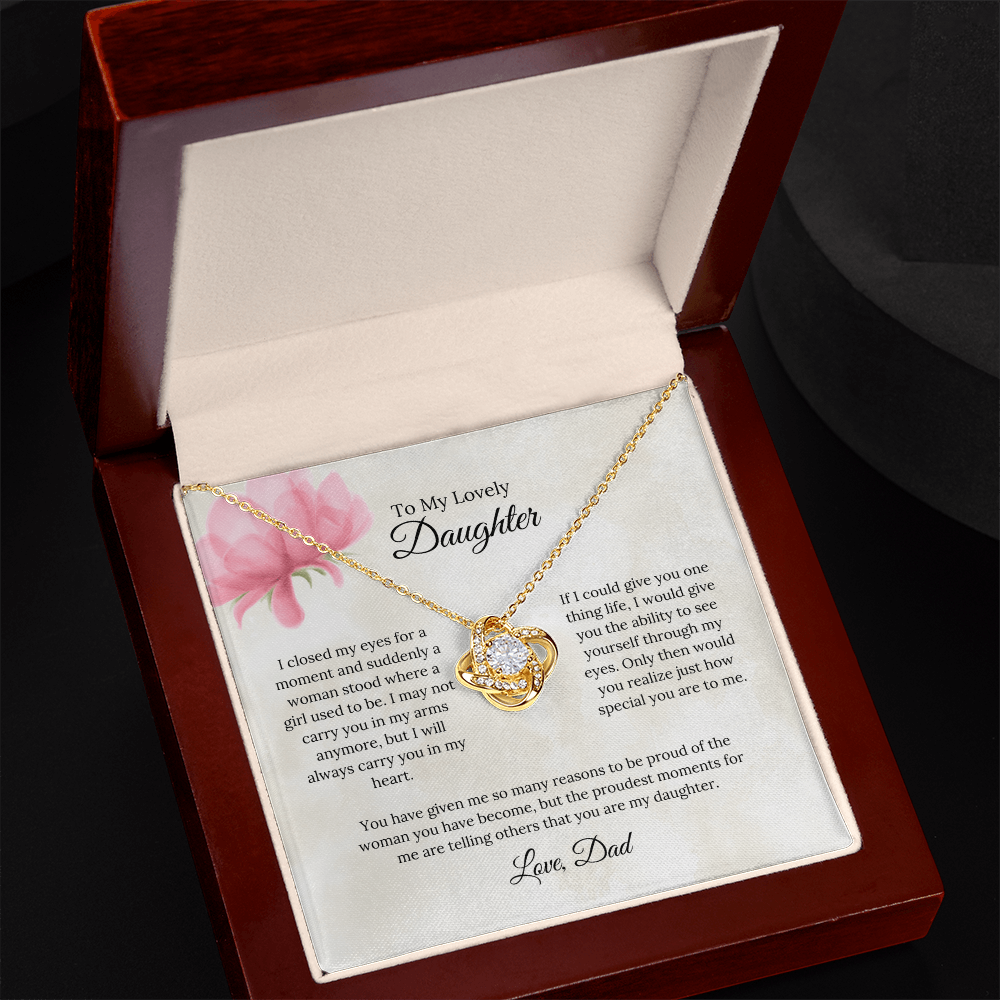 To My Lovely Daughter Love Knot Necklace