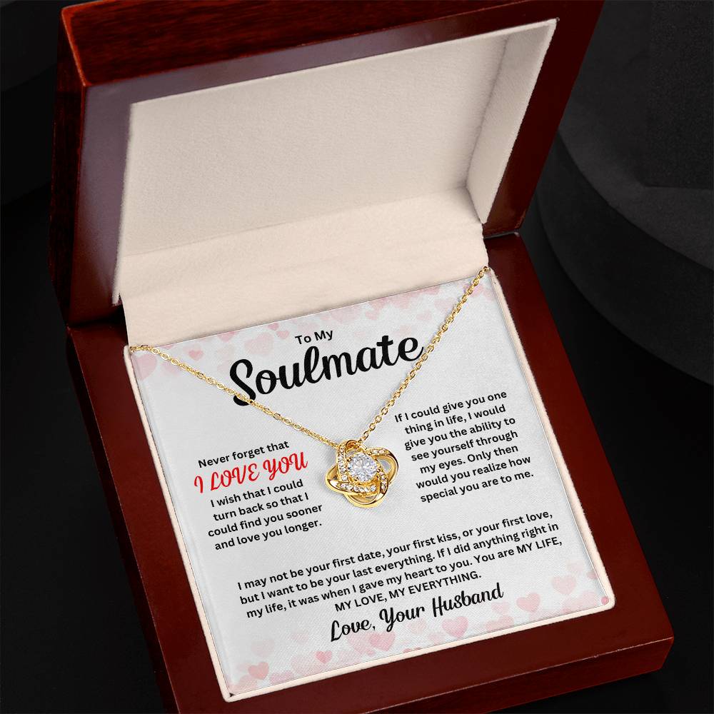 To My Soulmate Valentines Day Gift Love Knot Necklace | Valentines Gift For Her