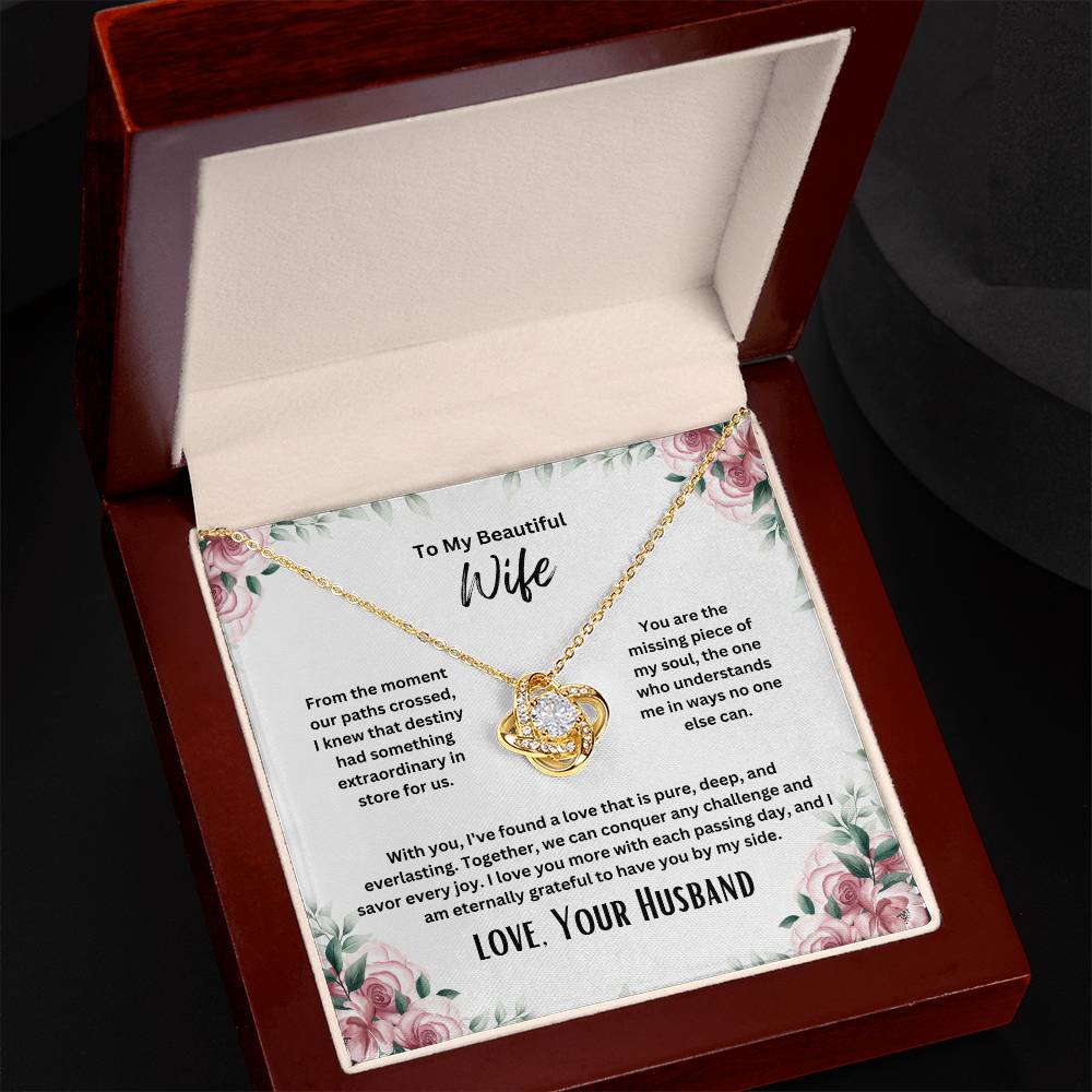 To My Beautiful Wife - Floral Destiny - Love Knot Necklace