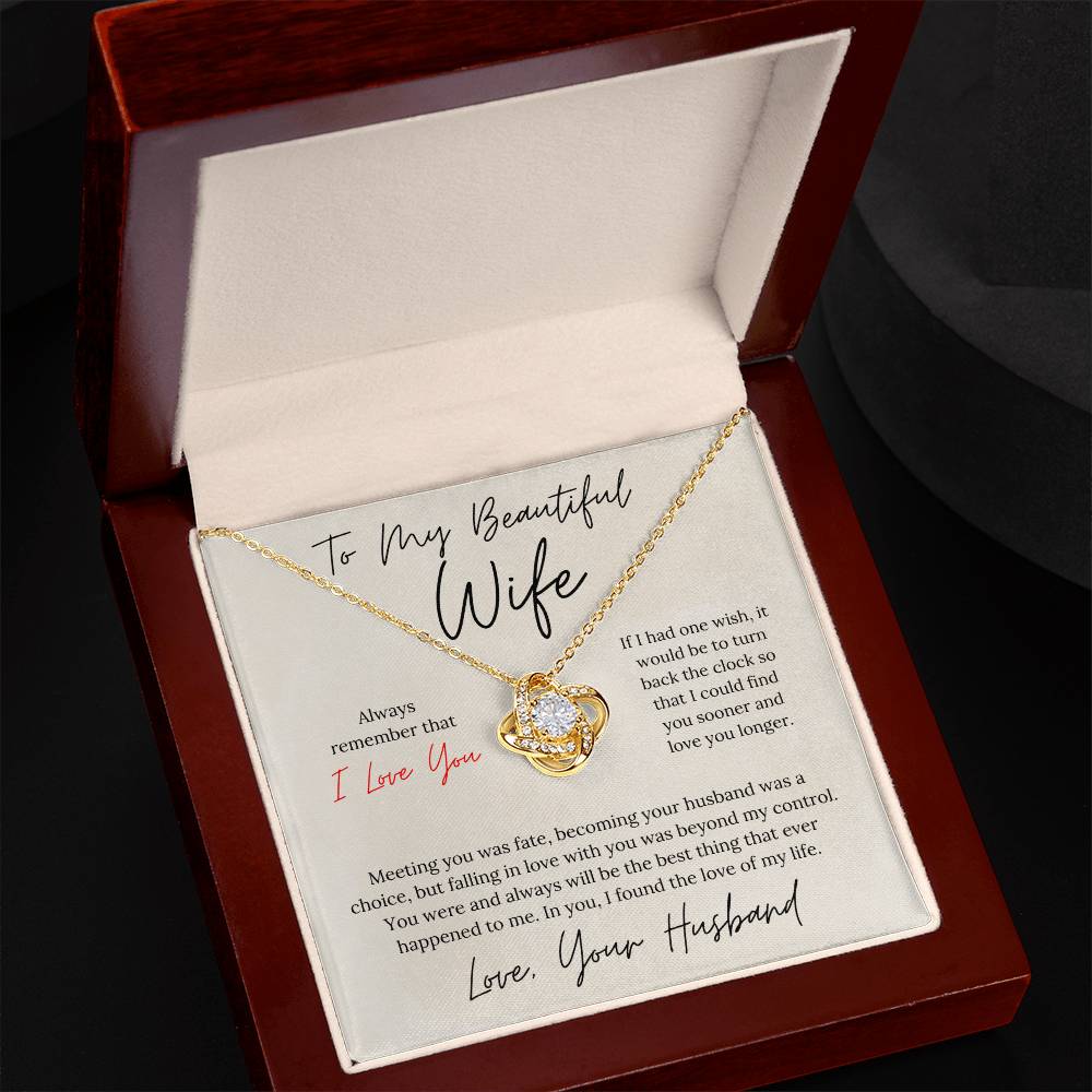 To My Beautiful Wife - Love Knot Necklace