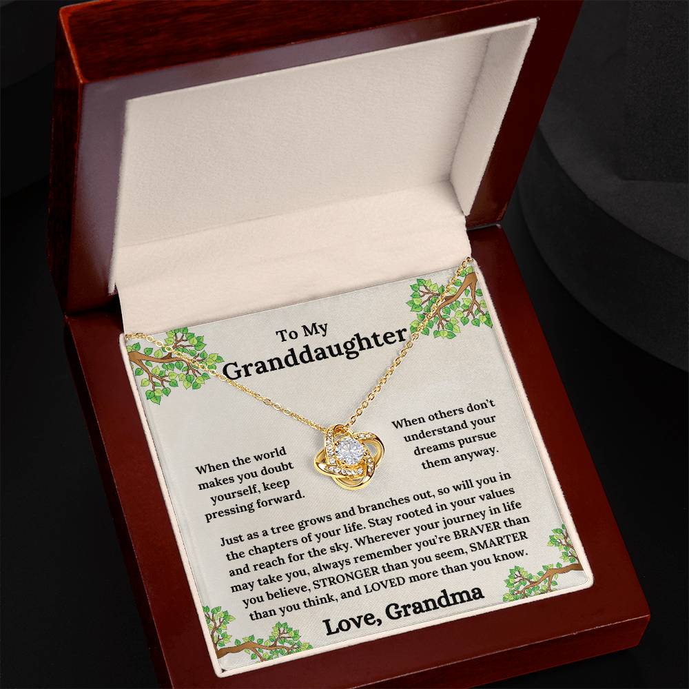 To My Granddaughter - Roots of Strength, Love of a Lifetime - Love Knot Necklace - From Grandma