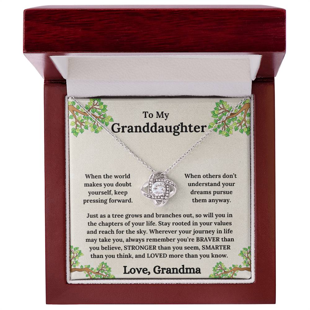 To My Granddaughter - Roots of Strength, Love of a Lifetime - Love Knot Necklace - From Grandma