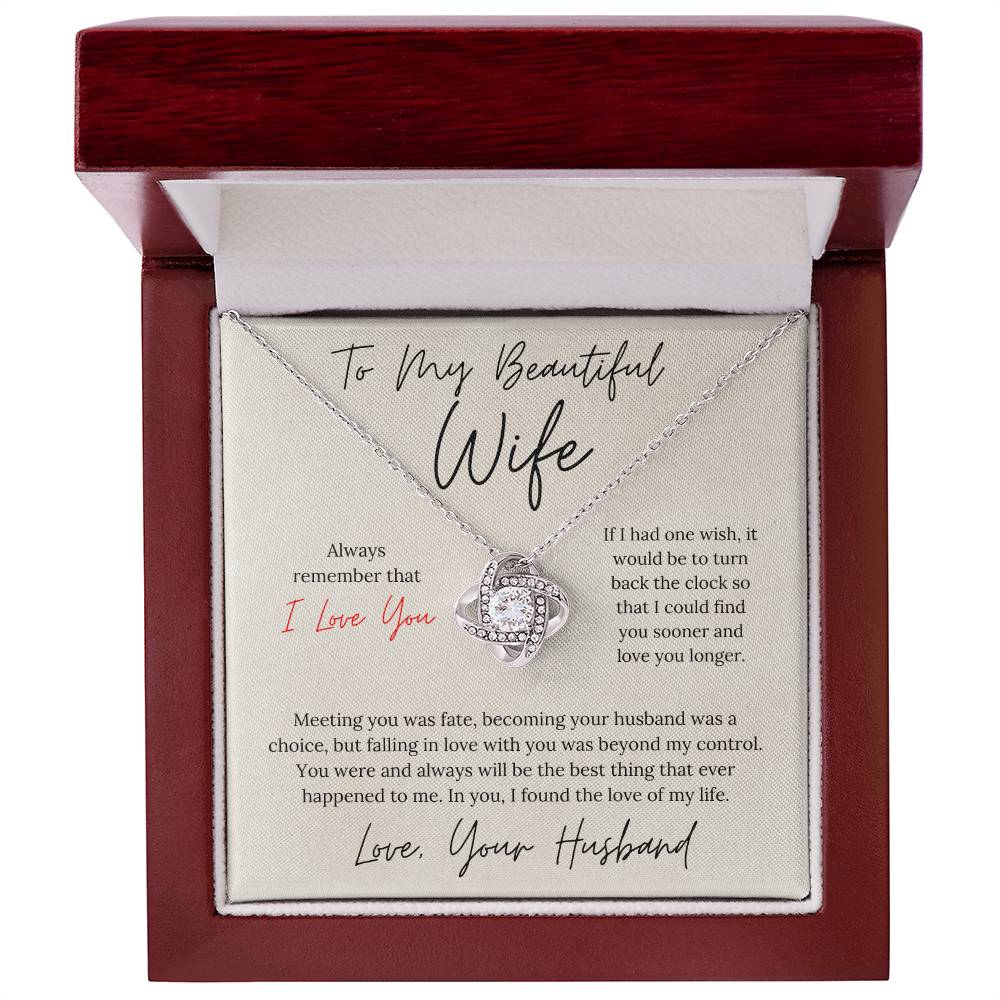 To My Beautiful Wife - Love Knot Necklace
