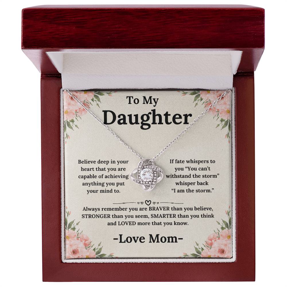 To My Daughter Necklace From Mom Always Remember Love Knot Necklace