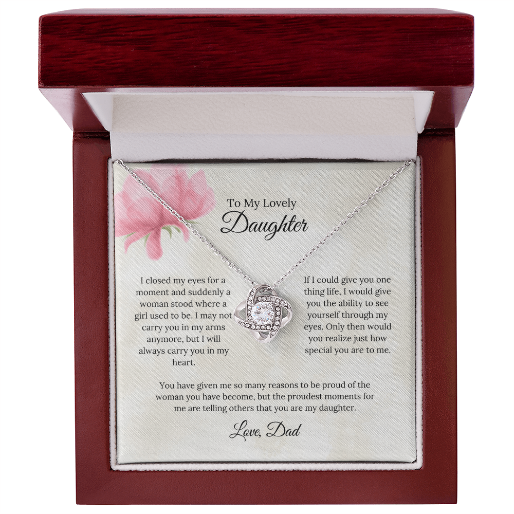 To My Lovely Daughter Love Knot Necklace