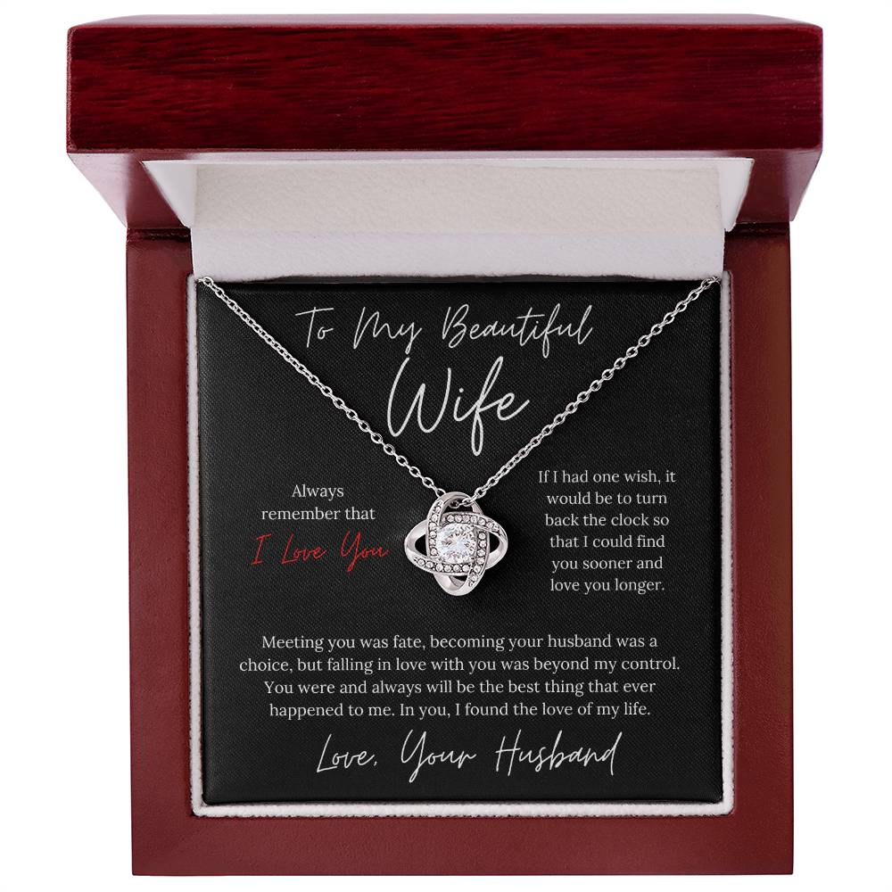 To My Beautiful Wife Elegant Design - Love Knot Necklace