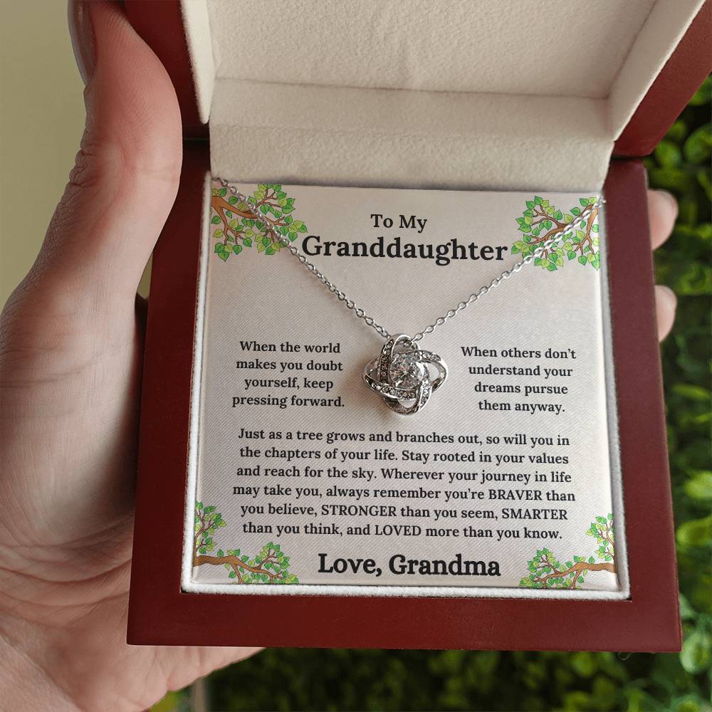 To My Granddaughter - Roots of Strength, Love of a Lifetime - Love Knot Necklace - From Grandma