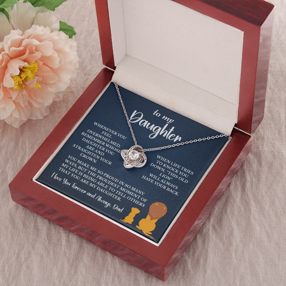 This Old Lion & His Princess – Dad to Daughter Love Knot Necklace