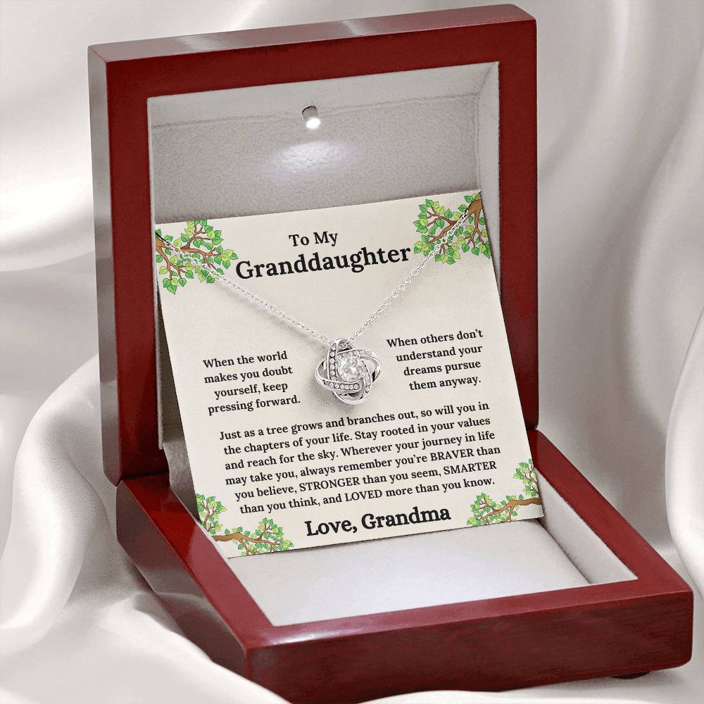 To My Granddaughter - Roots of Strength, Love of a Lifetime - Love Knot Necklace - From Grandma