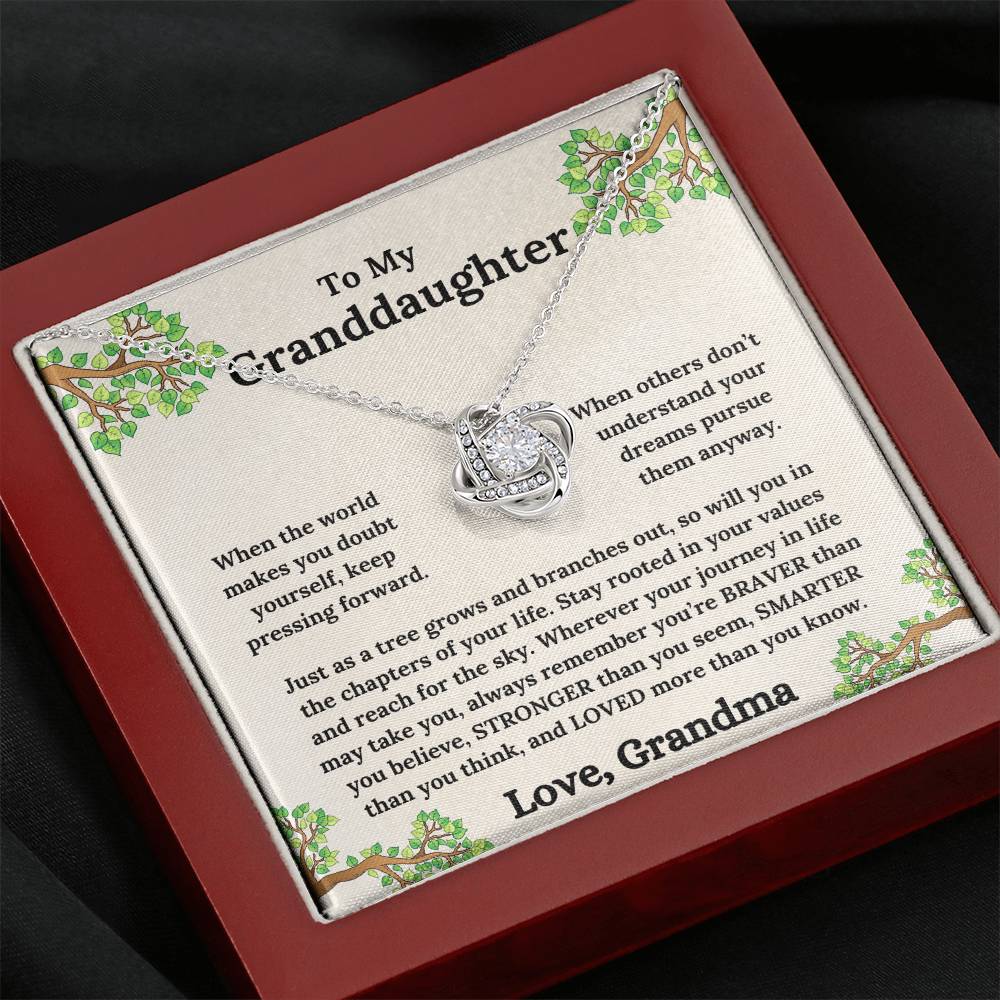 To My Granddaughter - Roots of Strength, Love of a Lifetime - Love Knot Necklace - From Grandma