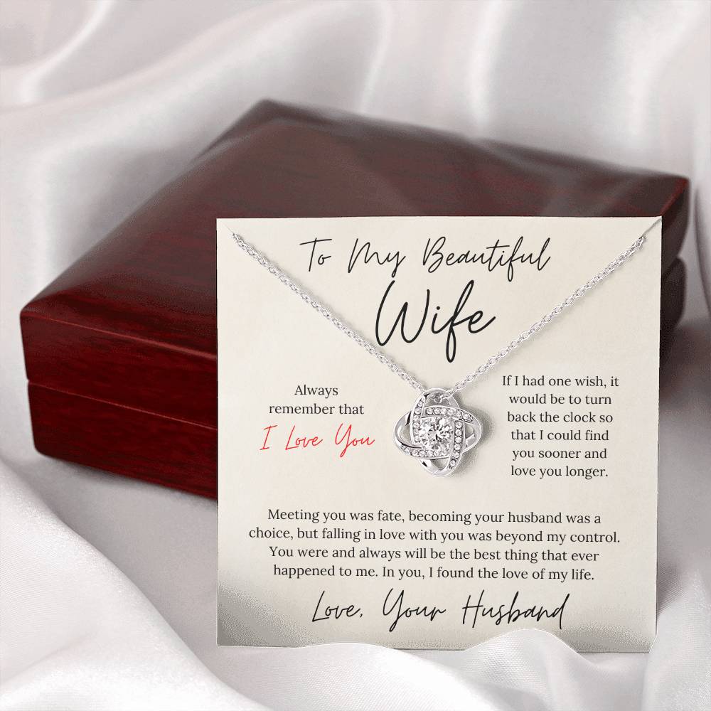 To My Beautiful Wife - Love Knot Necklace