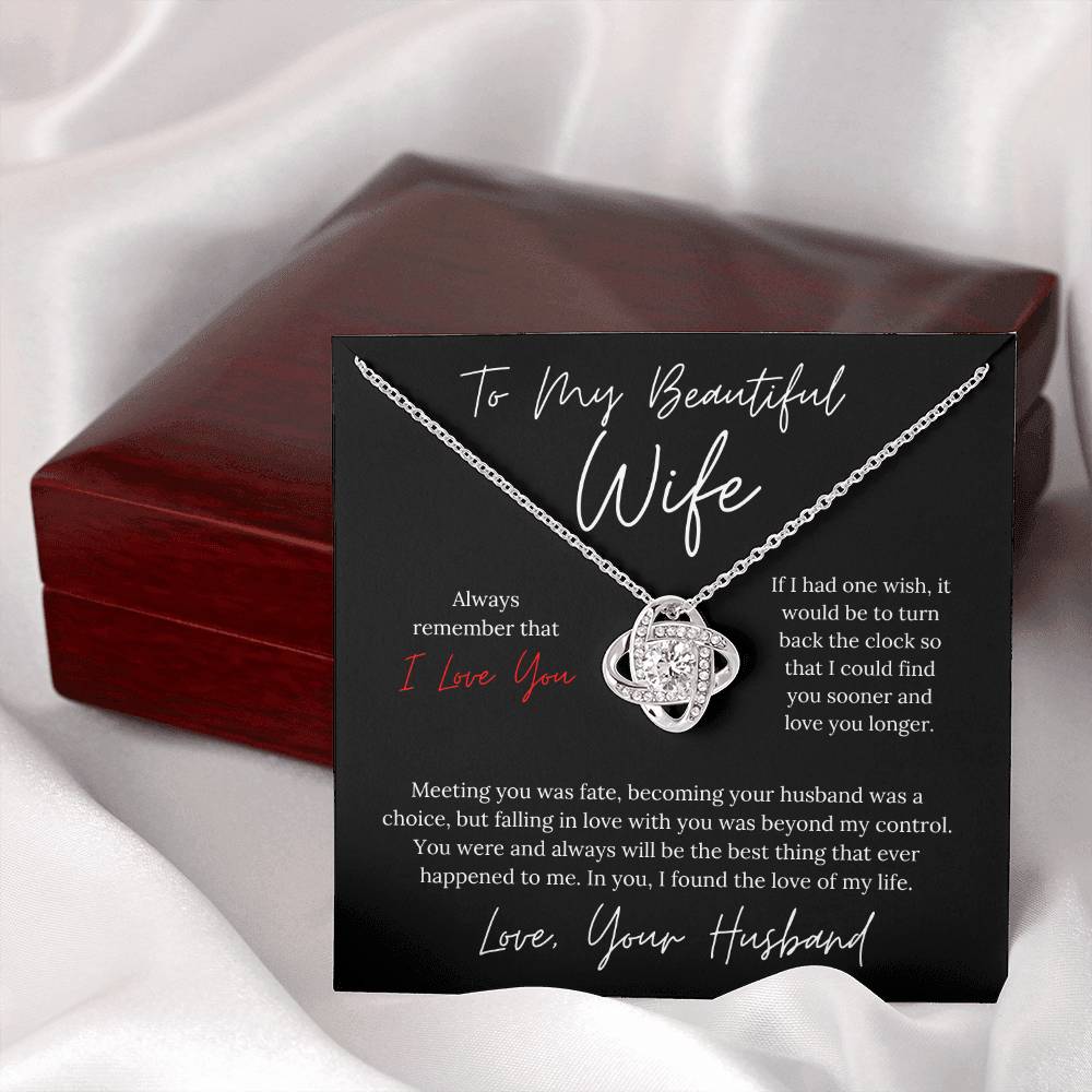 To My Beautiful Wife Elegant Design - Love Knot Necklace