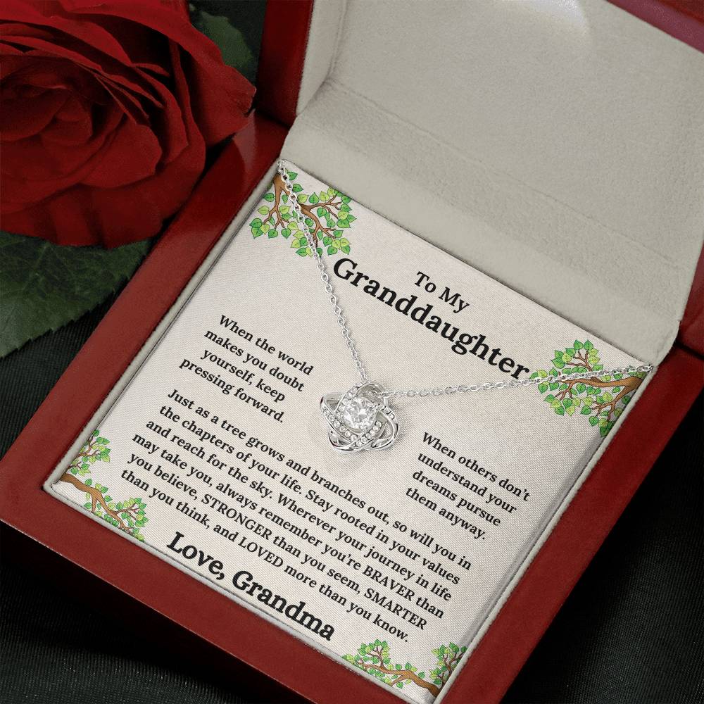 To My Granddaughter - Roots of Strength, Love of a Lifetime - Love Knot Necklace - From Grandma