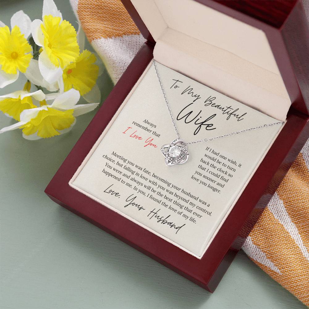 To My Beautiful Wife - Love Knot Necklace