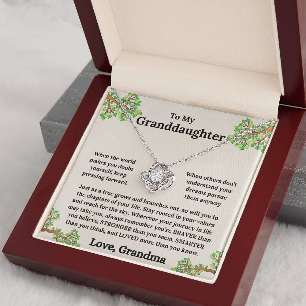 To My Granddaughter - Roots of Strength, Love of a Lifetime - Love Knot Necklace - From Grandma