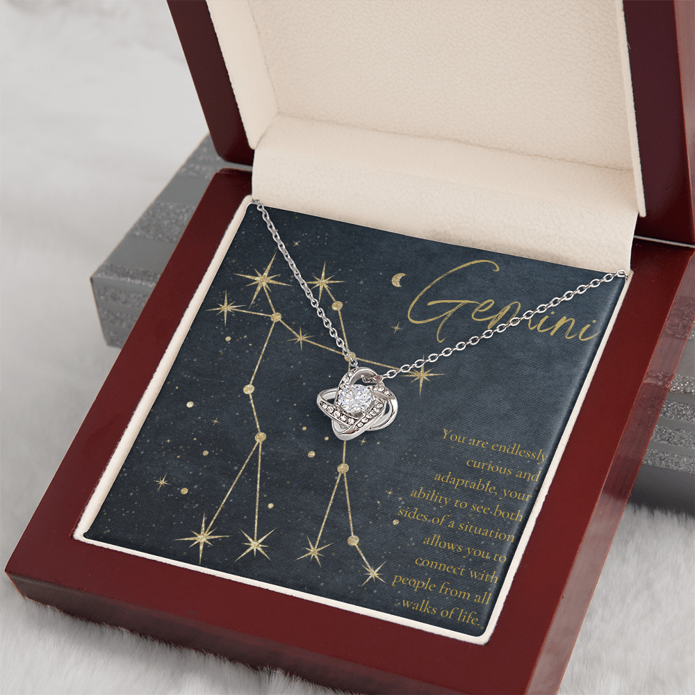 Gemini Zodiac Love Knot Necklace