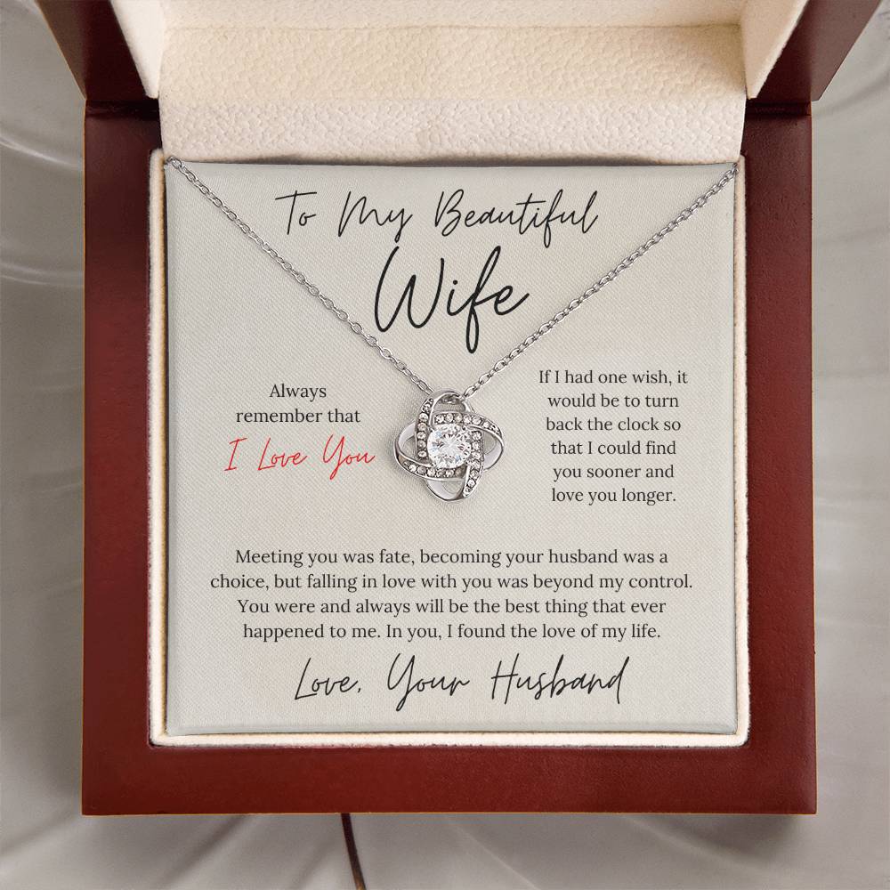 To My Beautiful Wife - Love Knot Necklace