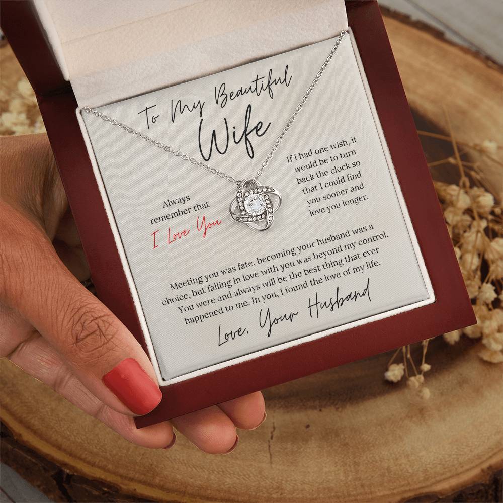 To My Beautiful Wife - Love Knot Necklace