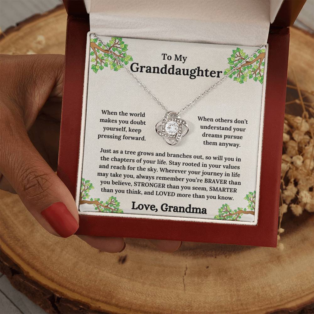 To My Granddaughter - Roots of Strength, Love of a Lifetime - Love Knot Necklace - From Grandma